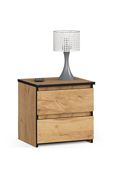 SERSIMO Noptieră cu 2 sertare, PAL laminat, 40x35x40 cm, stejar artizanal