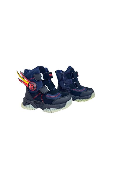 AX Boxing Boys' waterproof fur boots with side zipper and velcro, sporty model with thick sole