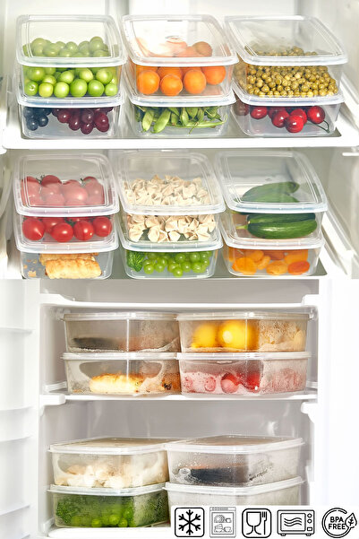 LİRAZON 6Pcs Transparent Lid Storage Container Deep Freezer - Microwaveable Food Storage Container