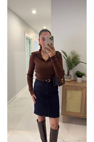 BİRCANÇİL Lucca Brown Buttoned Knitwear