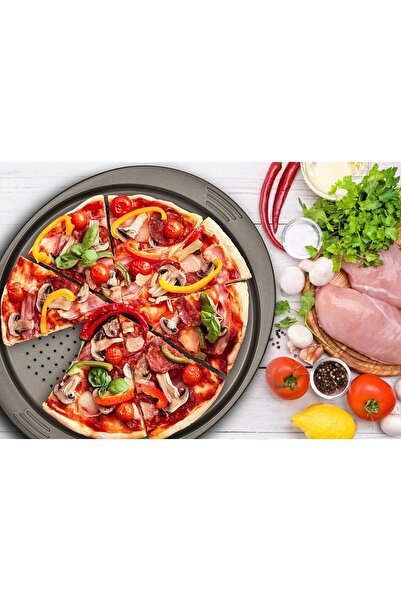 TEFAL Easy Grip 34 cm Pizza Pan, Carbon Steel, Non-Stick, Dark Grey