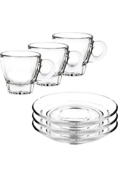 Ocean Espresso Cups and Saucers Set 70 ml, 6-piece, Glass, Transparent