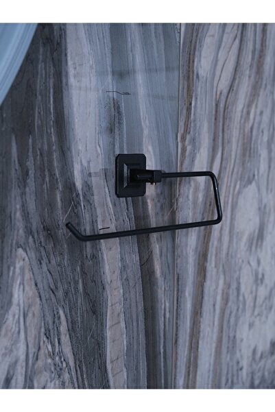 Egem Home Yapışkanlı Siyah Kare Açık Solo Kağıtlık Rulo Havlu Askısı