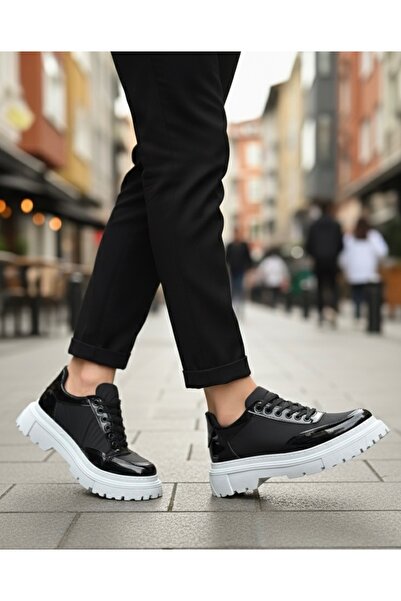 pabucmarketi Lace-Up Parachute Detailed Men's Casual Shoes Black (White Sole)