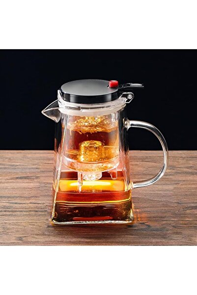 Goodern غلاية شاي زجاجية شفافة سعة 750 مل مع مصفاة شاي قابلة للإزالة بزر واحد