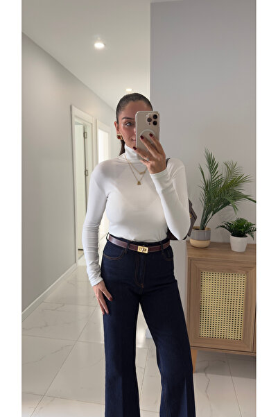 BİRCANÇİL Gunwi Light Ecru High Neck Long Sleeve Blouse