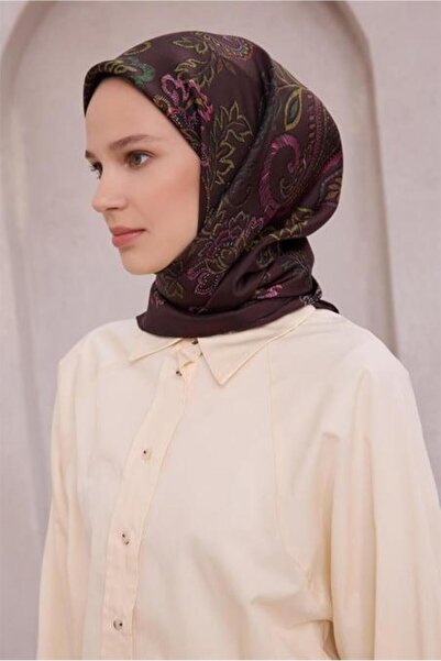 Belli Tivil Pure Silk Scarf 4207 - 39 Σκούρο μπορντό με λουλουδάτο σχέδιο
