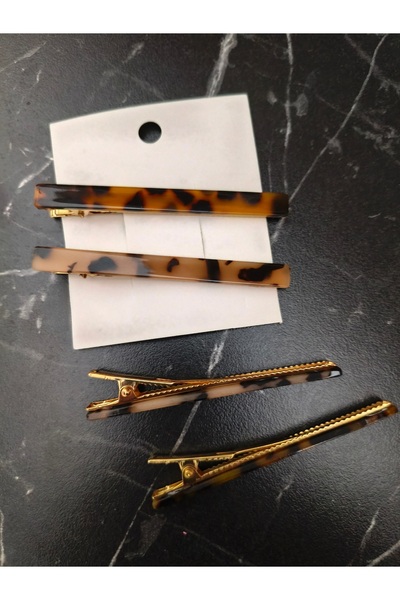 GÜLPEŞE 2'li Leopar Pens Toka Metal Kıstırmalı Saç Tokası