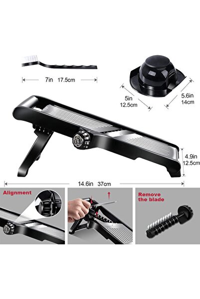 Masthome Adjustable Kitchen Mandoline Slicer with Cut-Resistant Gloves & Cleaning Brush