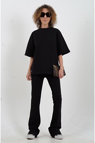 Zelish My Sister Μαύρο κοντομάνικο μπλουζάκι oversized με λεπτομέρεια ραφής κ...