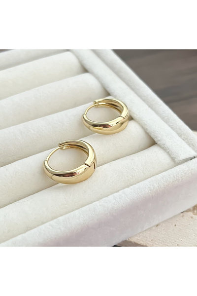 ATELİER GİZEM Xuping kararmaz 14k gold çelik halka küpe
