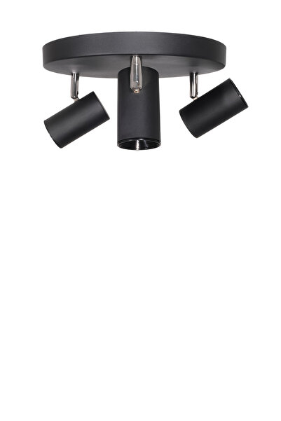 Fer Avize Spot Avize 360 Derece Dönebilen Modern Pratik Başlıklı Yuvarlak Model 3'lü Siyah Avize (BEYAZ IŞIK)