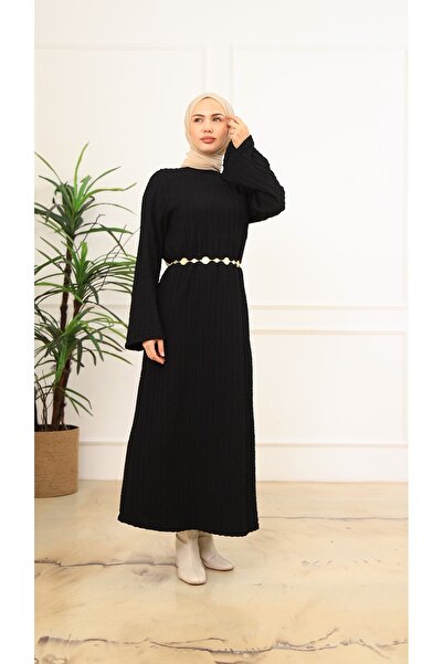 ARJİN MODA Hijab Knitted Sweater Dress - with Belt Gift