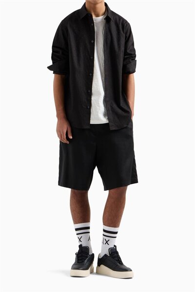 Armani Exchange Men's Long Sleeve Regular Shirt Black Xm 000431   Af13131-Fc041