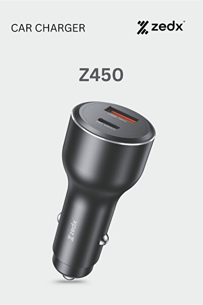 ZEDX Z450 118W Super Fast Car Charger – Dual Port USB-C & USB-A