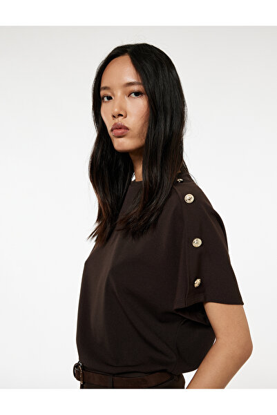 Koton Тениска с къс ръкав и кръгло деколте, стандартна кройка и копчета