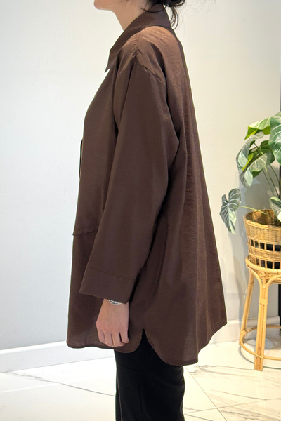 Ceremony Τονίκ με μακριά τσέπη με κουμπιά μπροστά 6148 Καφέ