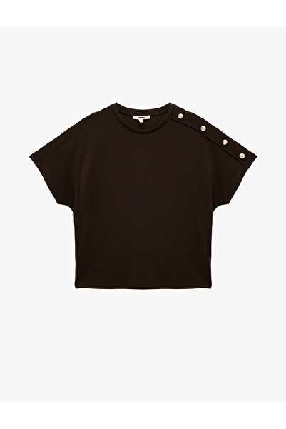 Koton Regular Fit Short Sleeve Crew Neck Button T-Shirt