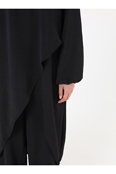 Refka Asymmetrical Cut Balloon Sleeve Basic Set - Black -