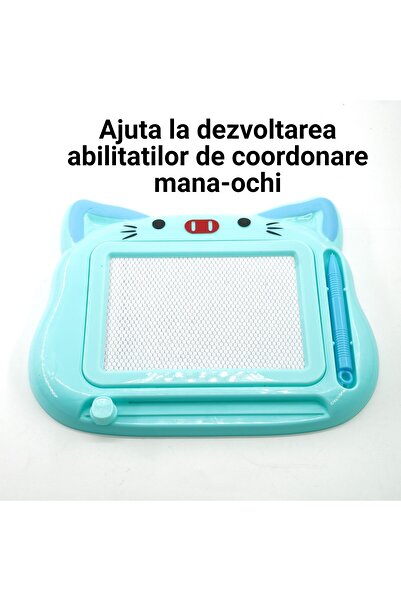 dalip Tablă magnetică de desen, model pisică, cu stylus, 23,2x18,5 cm, albastră