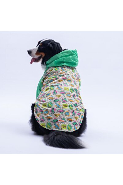 Pawstar Denver Dino Green Dinosaur Pattern Large Breed Dog Coat Dog Raincoat Dog Outfit Dog Dress