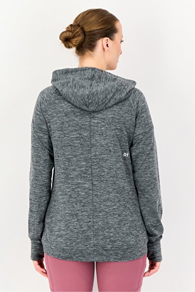 Asics Women Brand Logo Long Sleeve Hoodie, Heather Dark Grey
