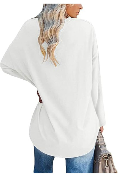 OEM Women's oversized loose blouse, long sleeve top, white M