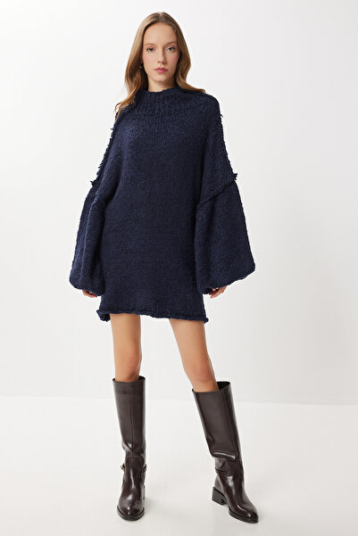 Lovelyİstanbul Oversize Yumuşak Dokulu Triko Elbise LDM0012 LACİVERT