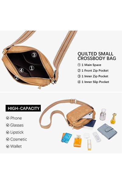 BOSTANTEN Crossbody Bag for Women — Vegan Leather Quilted Small Shoulder Bag with Wide Strap