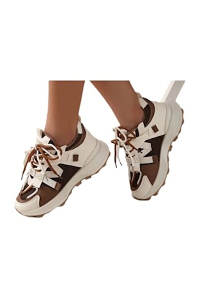 OEM - Adult sports shoes Nosy, brown with white, size 35