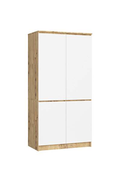 SERSIMO Dulap cu 4 uși, rafturi și bară pentru umerașe, PAL laminat, 90x51x180 cm, alb