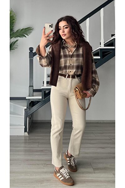 Oslove Beige Original Brand Boyfit Jeans