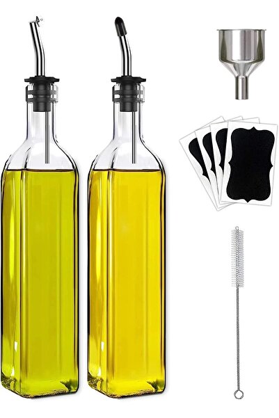 007 زجاجات زيت الزيتون والخل الزجاجية من ليفلاي، قطعتين، مع قمع سهل التعبئة، ...