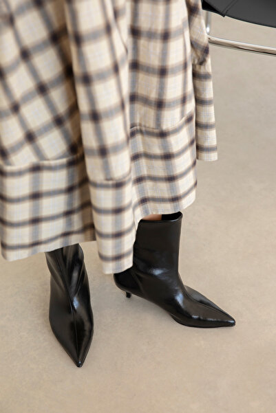 wolk shoes Morbey Kadın Pino Ökçe Kırışık Deri Bot