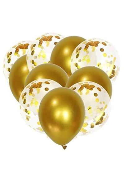 HOZRO Set of 10 Transparent Balloons with Gold Confetti