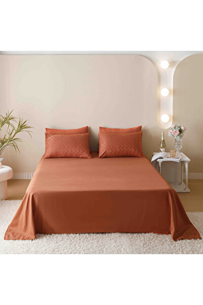 JOJO HOME Bed linen set, fine jacquard, 6 pieces, 230x250cm, Brick
