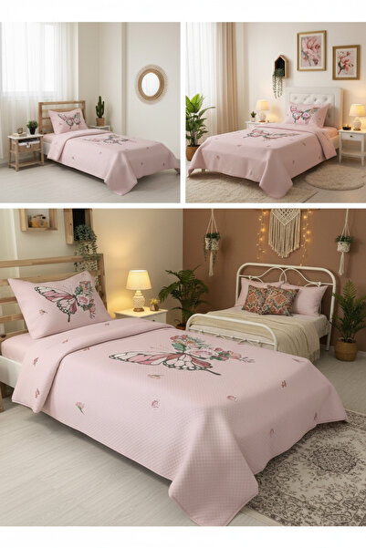 milroma Pink Butterfly and Flower Patterned Children's Pique