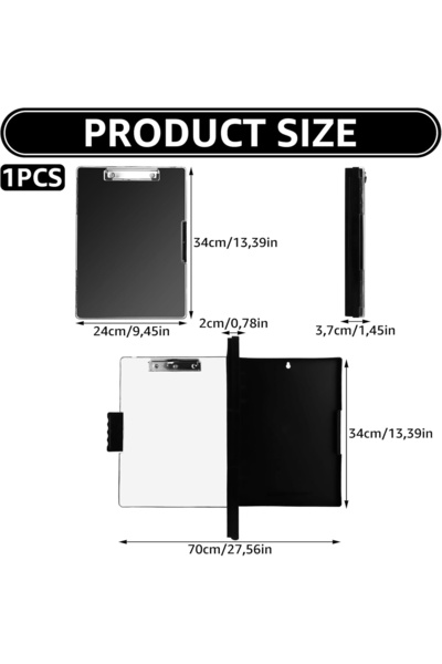 OEM Black A4 clipboard with sheet storage compartment