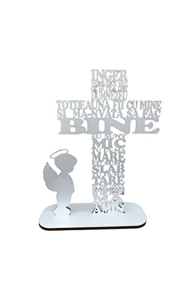 T&M Personalizare Wooden cross with 'Angel, my little angel' prayer, boy symb...