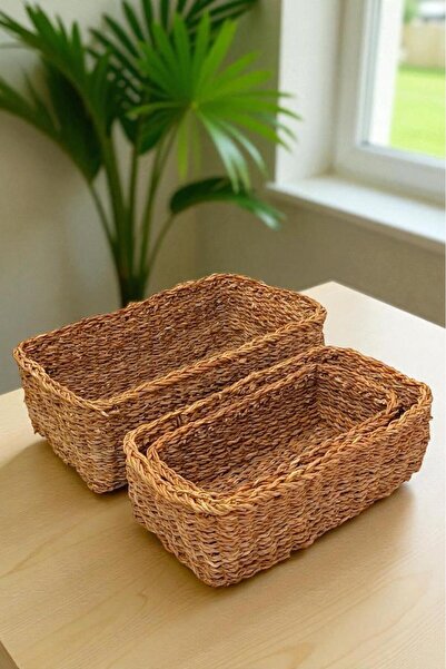 Digithome 3-Piece Natural Rectangular Organizer Basket -Pnl-Ph31 S/3