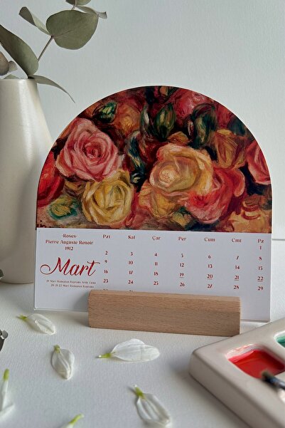 MSticker 2026 Sanat Temalı Masa Takvimi | Ünlü Tablo Koleksiyonu | Ahşap Stan...