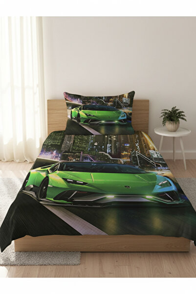 milroma Green Sports Car Themed Children's Pique Set