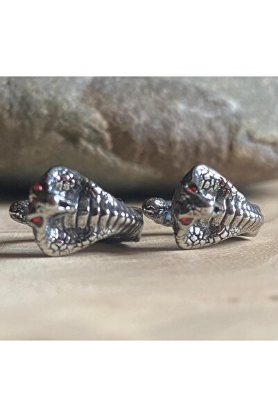 Viking Compression Red Zircon Cobra Design S+ Quality 316L Stainless Tarnish-Free Steel Earrings Pair
