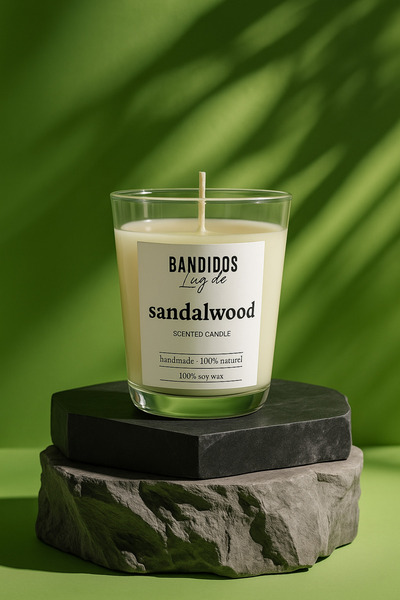 bandidos Wooden Soul Sandal Ağacı Kokulu El Yapımı Doğal Soya Mum – %100 Vega...