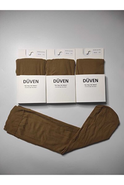 DÜVEN Matte Textured 40 Den Medium Thick Mousse Bronze 3-Piece Knee-Length Pantyhose