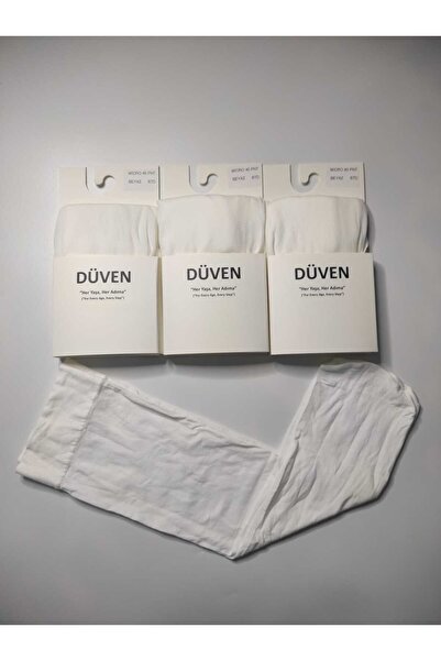 DÜVEN Matte Textured 40 Den Medium Thick Mousse White 3-Piece Knee-Length Pantyhose
