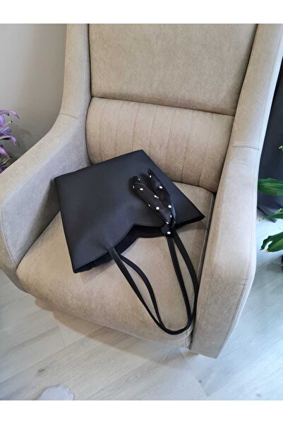 YMZBAG Geantă de umăr cu închidere cu fermoar, detaliată cu eșarfă triunghiulară neagră de asfalt