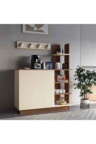 Stylish Home طاولة ركن قهوة بني وبيج بسيط وكلاسيك - RC06