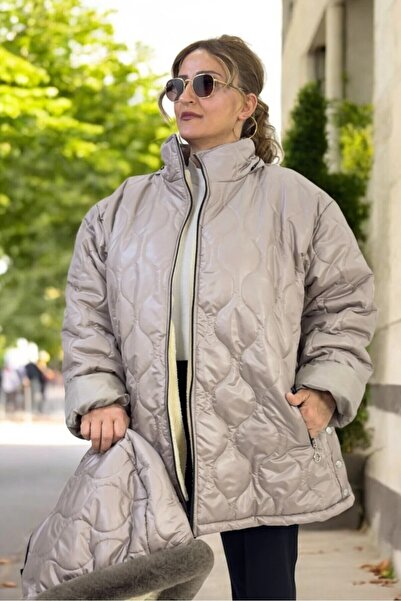 yagmurberen Extra Large Size Inflatable Coat with Hood with Complete Fur Inside