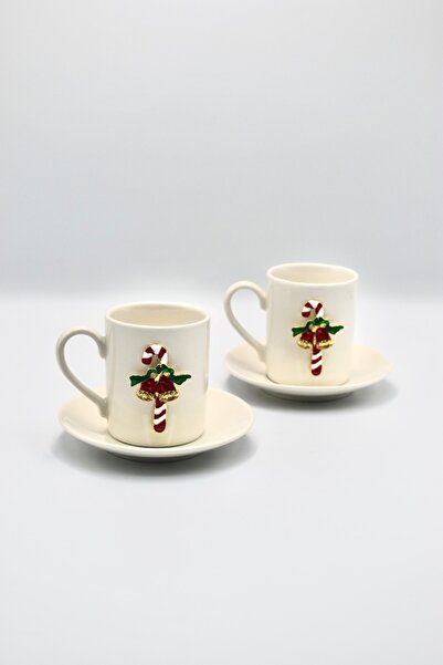 iQey Home New Year's Baston Detailed New Year's Porcelain Cup Set - for 2 People